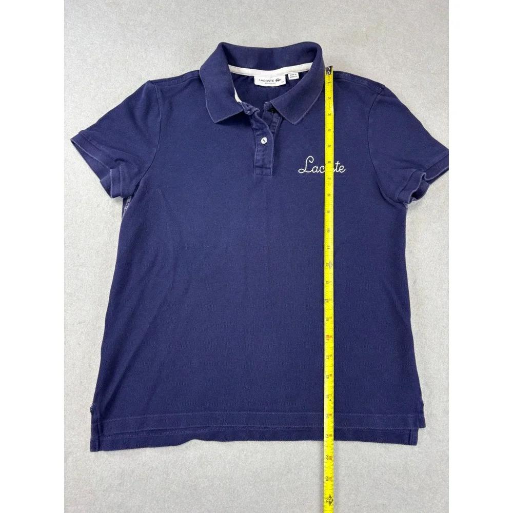 Women's Lacoste‎ Embroidered Cotton Pique Polo Navy Size 34 Small - Picture 6 of 7